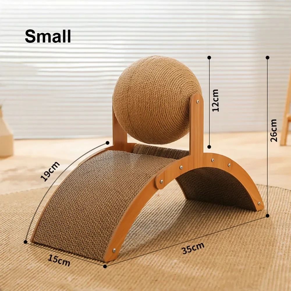2-in-1 Wooden Cat Scratching Ball with Sisal Board