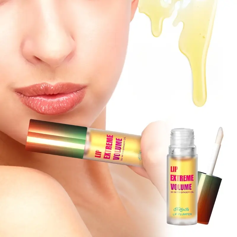 Radiant Ginger Mint Lip Plumper Oil, Volumizing Serum for Smoother Fuller Lips, Youthful Sexy Pout Enhancer
