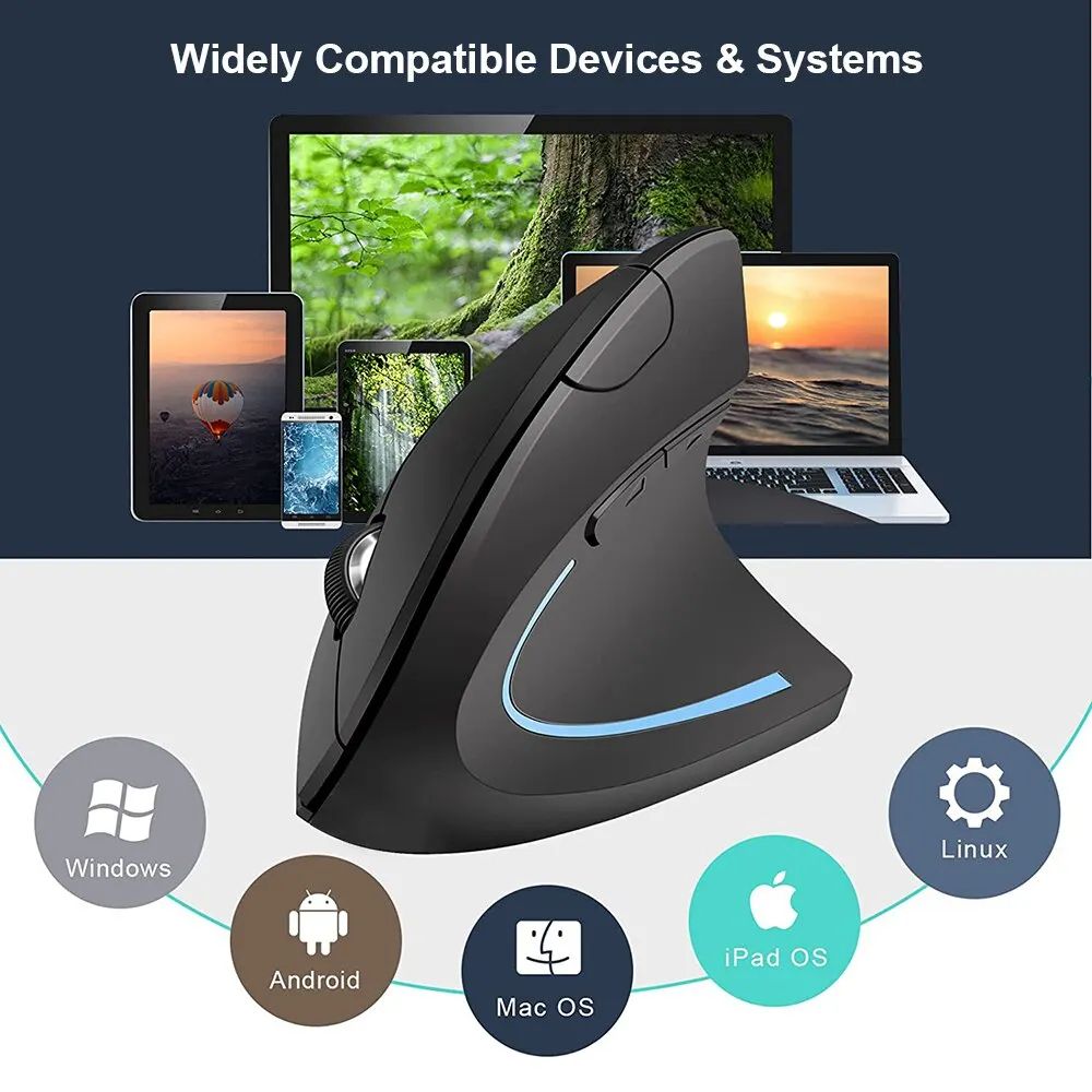 ErgoLift Wireless Vertical Mouse – Ergonomic 2.4GHz Optical Mouse with Adjustable DPI
