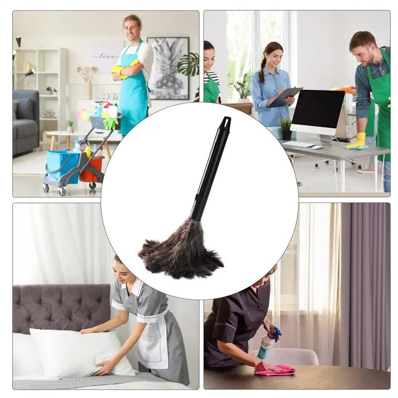 Telescopic Feather Duster – Anti-Static Extendable Cleaning Brush with Plastic Handle for Home & Car
