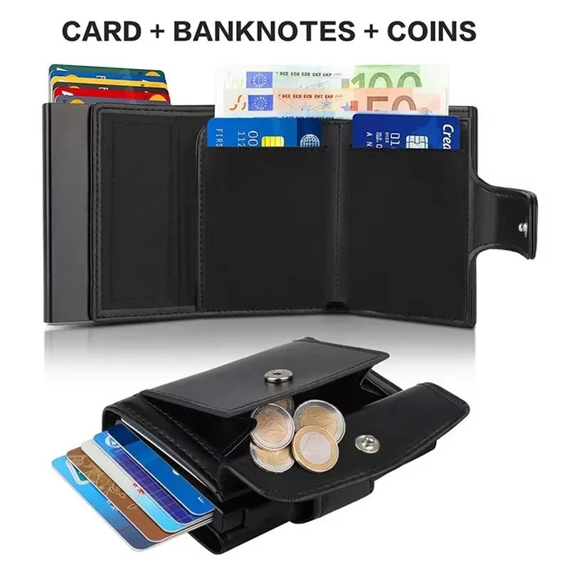 SmartShield RFID Trifold Leather Wallet for Men with Coin Pocket
