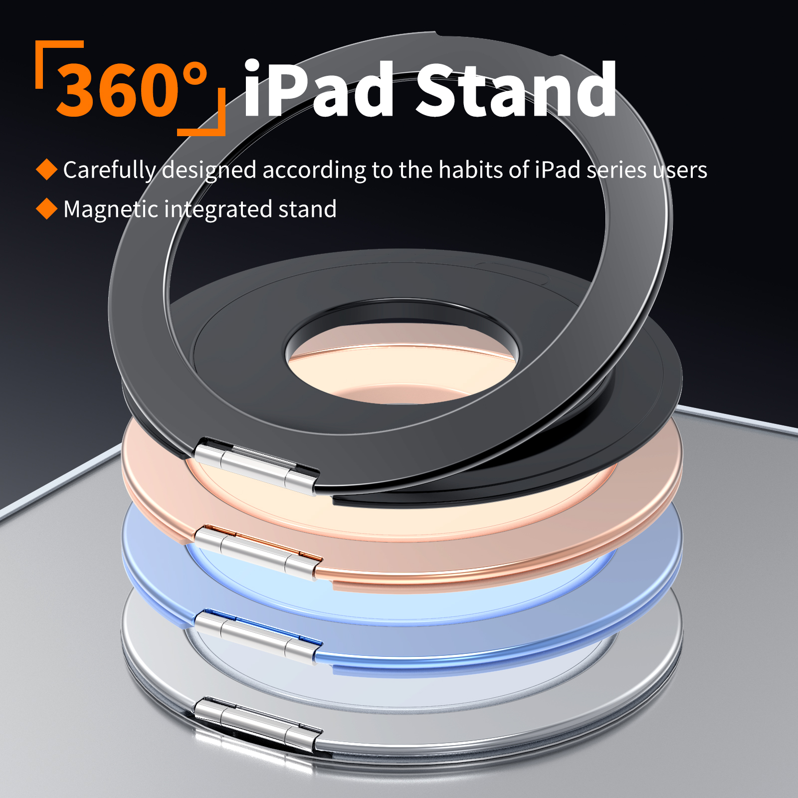 Universal Metal Bracket Stand, 360° Rotating Magnetic Holder Mount for Tablets