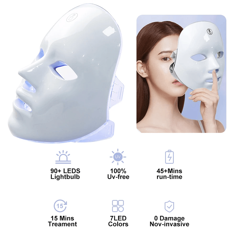 7 Color LED Facial Mask for Skin Rejuvenation Acne Therapy and Anti Aging Care
