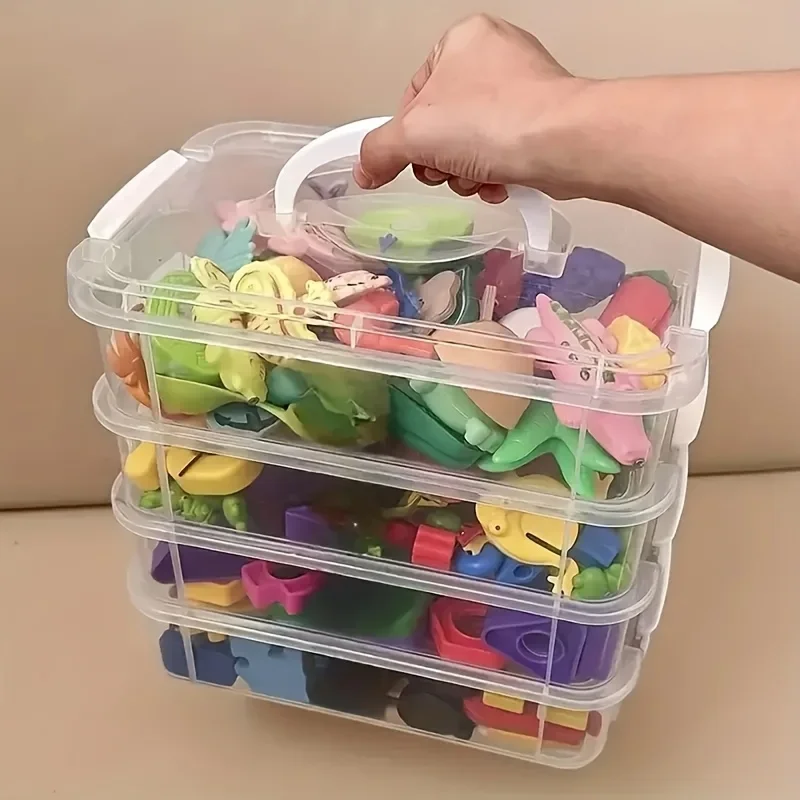 Extra Large Stackable Storage Box with Lid, Clear Plastic Organizer for Toy Building Blocks, Storage Box for Toys