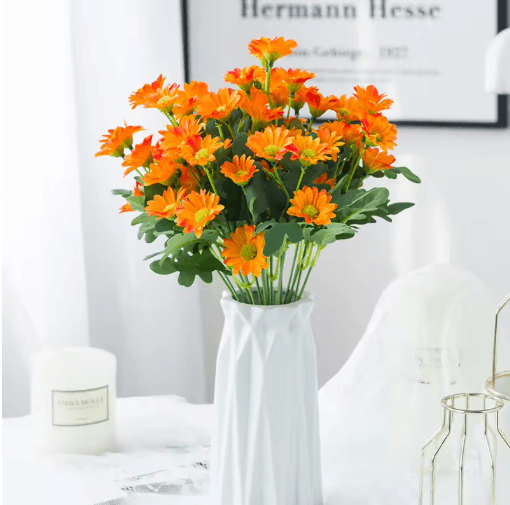 AutumnBloom 21-Head Silk Daisy Bouquet – Artificial Floral Decor for Home & Wedding