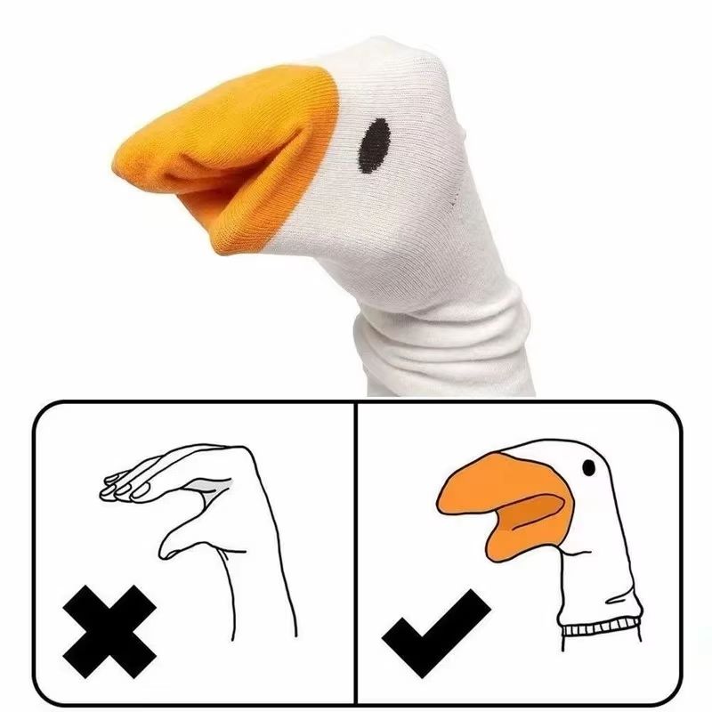 Funny Goose Duck Cartoon Socks – Cozy Cotton Mid-Tube Winter Warm Socks for Women & Teens