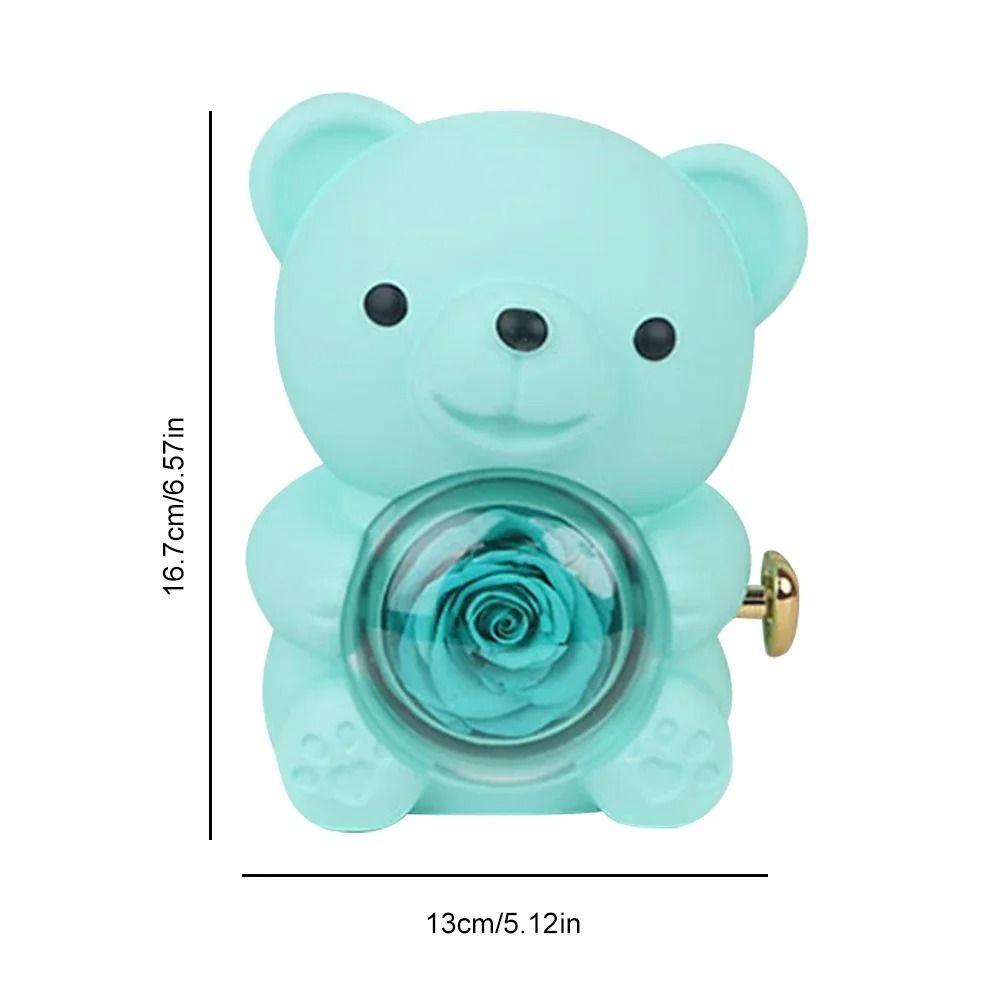 Eternal Rose Bear Jewelry Gift Box Romantic Rotating Rose Case