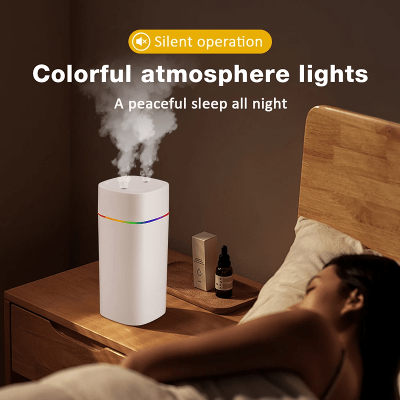 GlowMist 600ML USB Cool Mist Humidifier & Essential Oil Diffuser with Night Light