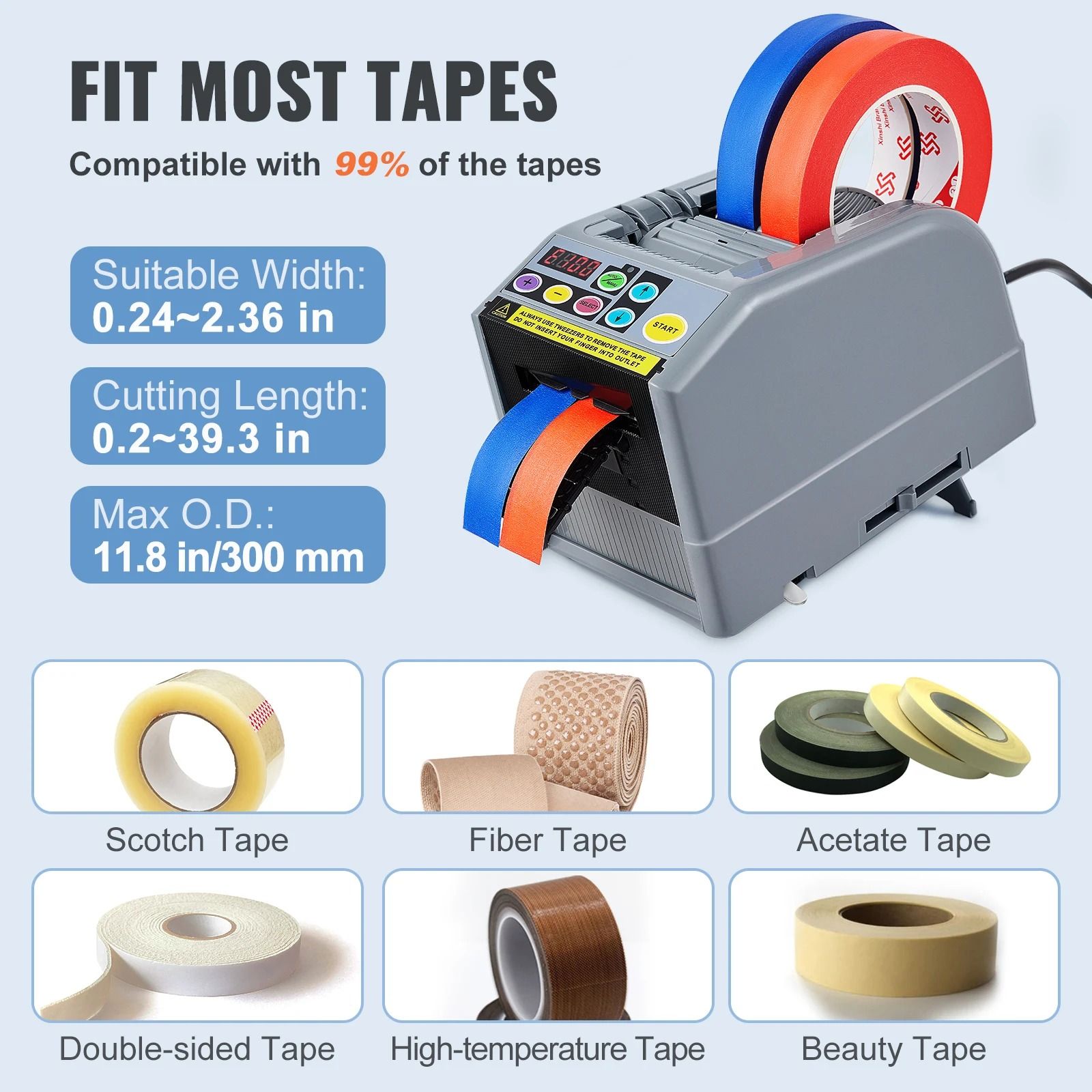 Automatic Tape Cutting Machine 6–60 mm Electric Dispenser