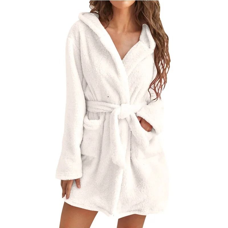 Womens Ultra-Plush Hooded Winter Bathrobe