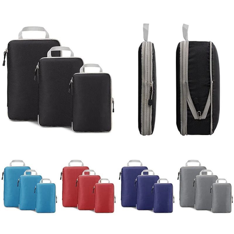 Compressible Packing Cubes Foldable Waterproof Travel Luggage Organizer