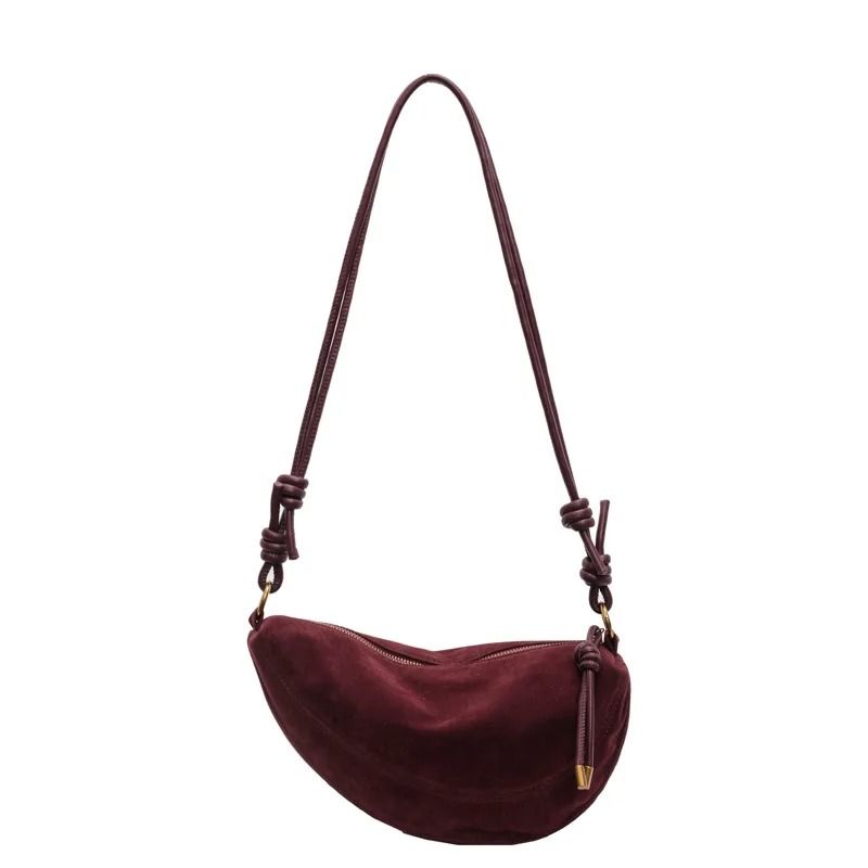Faux Suede Dumpling Shoulder Crossbody Bag for Women