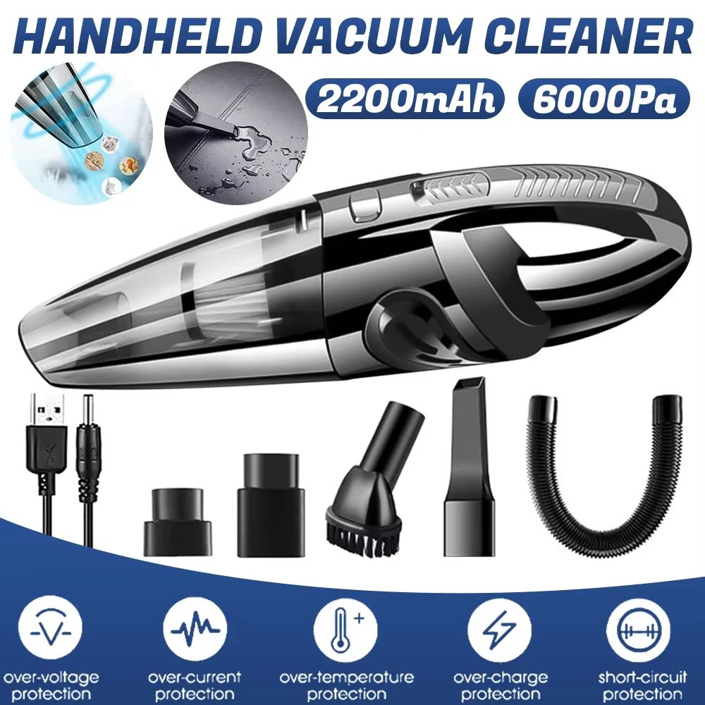 Wireless Handheld Vacuum Cleaner 12000 Pa USB Charging Portable Car and Home Cordless Wet/Dry Vacuum