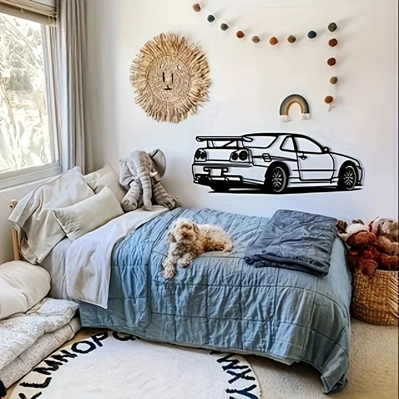 R Model Car Metal Wall Art – Modern Automotive Wall Decor for Home, Office & Kids Room