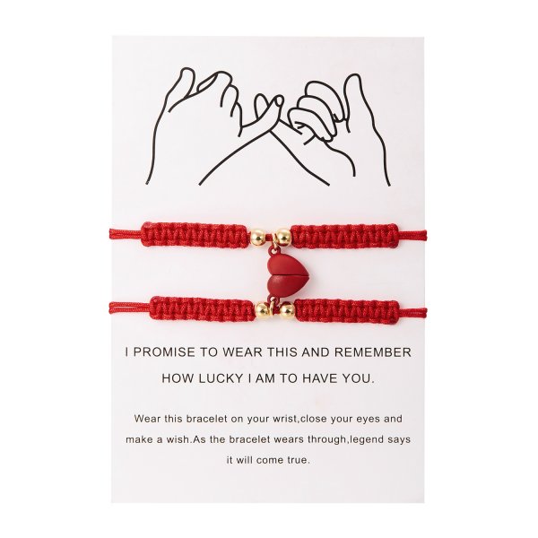 Handmade Red Black Rope Braided Bracelets Red String of Fate Matching Long Distance Couples Gifts for Good Luck