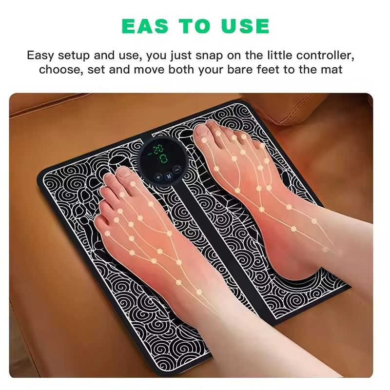 Smart EMS Foot Massager Pad with USB Rechargeable Pulse Therapy