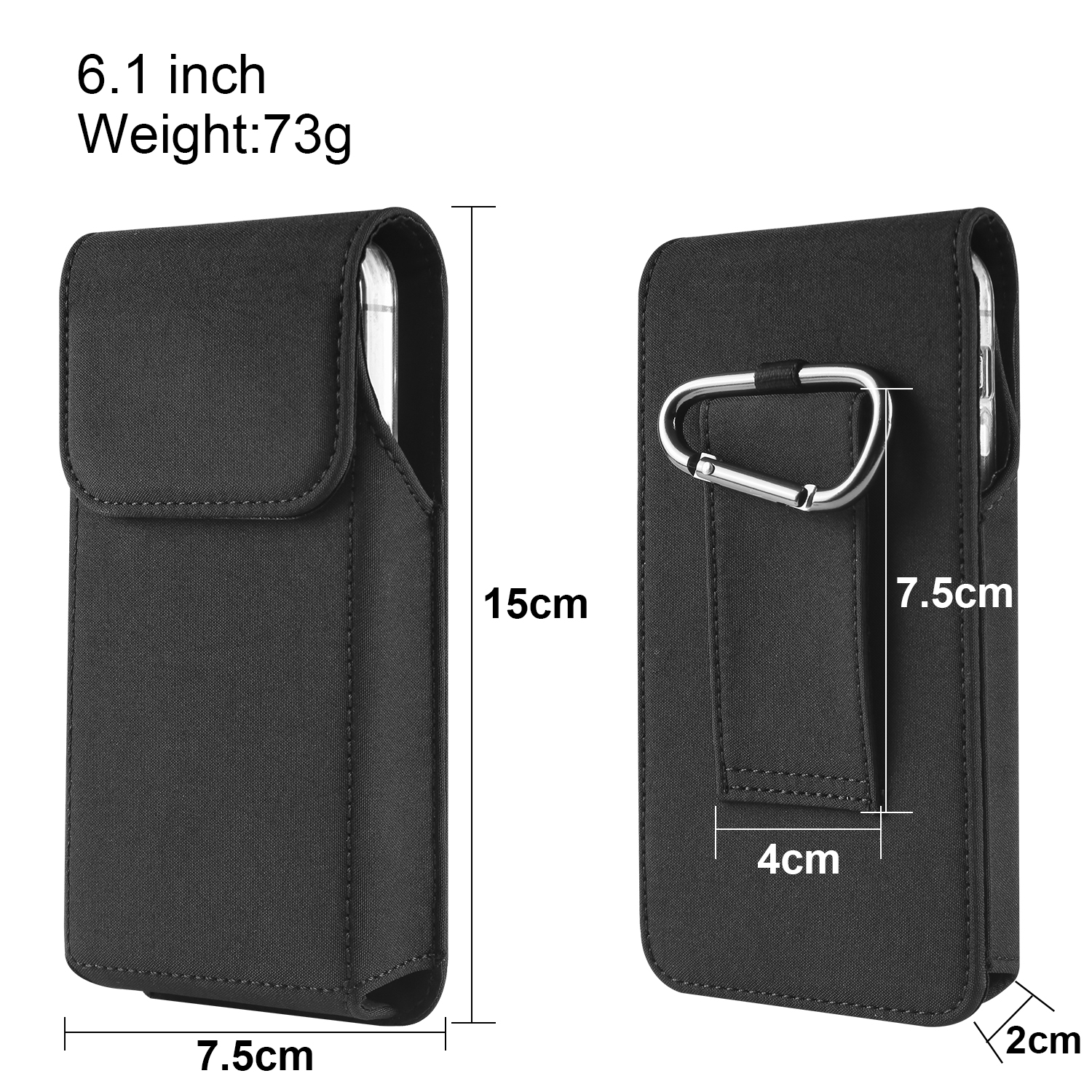 Universal Rugged Nylon Phone Holster with Secure Belt Clip and Loop