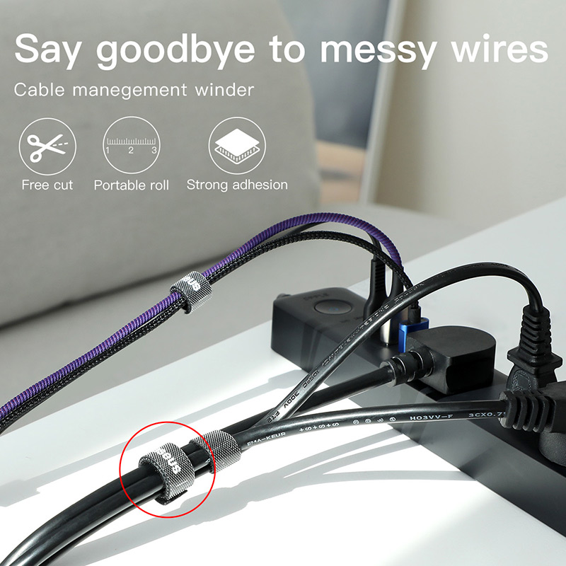 USB Cable Winder Cable Organizer, Free Cut Wire Ties for Mouse Earphone Management Holder Clip Charger