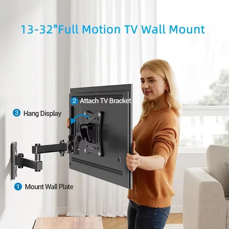FlexView Full Motion TV Wall Mount for 10–32 Inch TVs and Monitors
