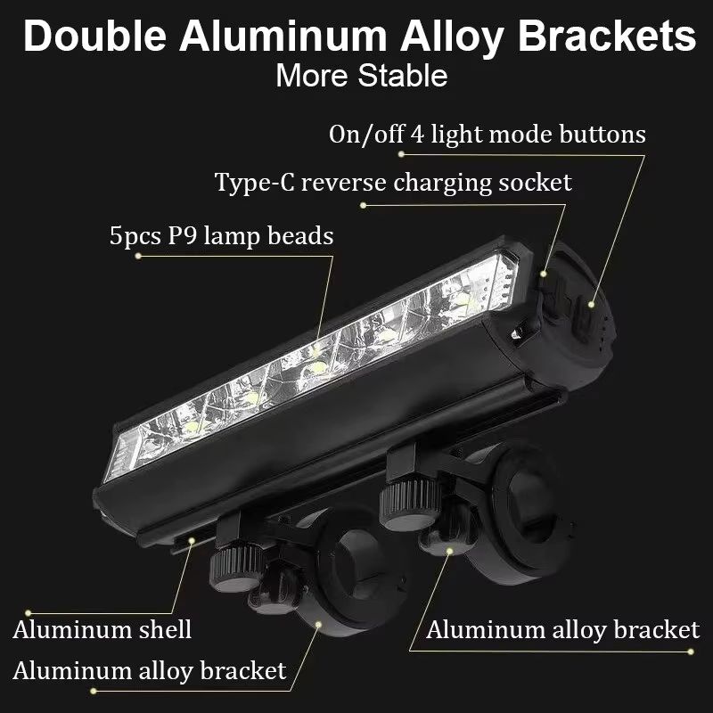 Bicycle Light 8000mAh USB Rechargeable Waterproof LED Bike Headlight for Road and MTB Cycling
