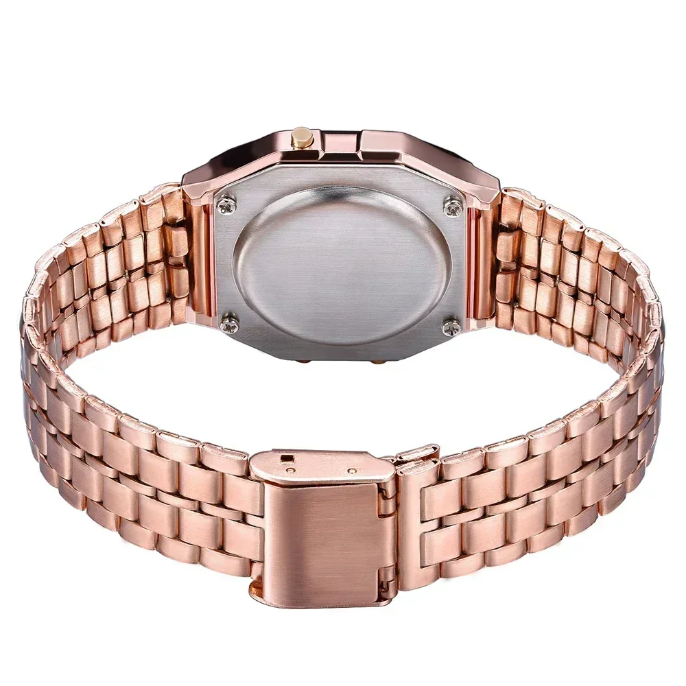 Luxury Retro Square Electronic Digital Watches Women Men Watch Rose Gold Silver Ladies Wristwatches