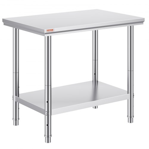 Heavy Duty Stainless Steel Prep Table, High Capacity Commercial Workstation with Adjustable Shelves for Kitchen, Garage