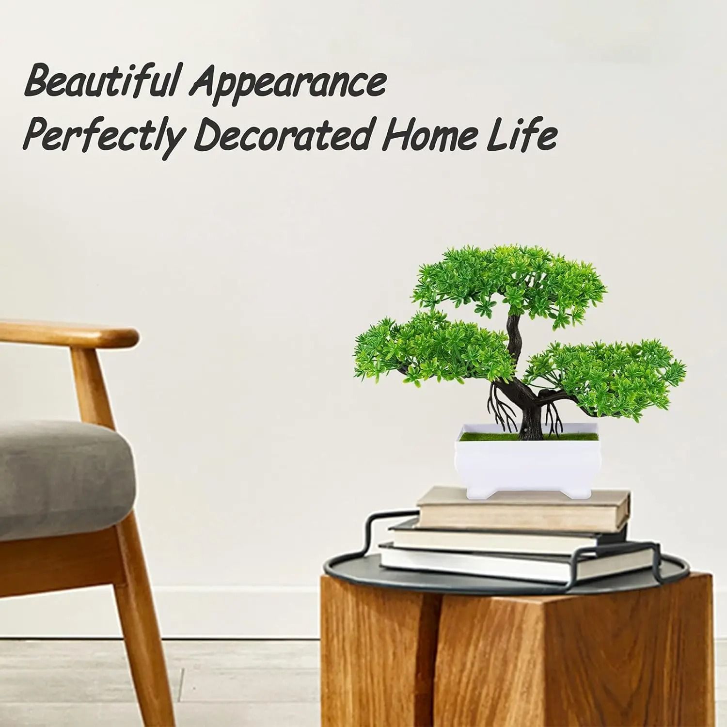 Modern Zen Artificial Bonsai Tree | Realistic Pine Greenery in Minimalist White Pot for Home & Table Decor