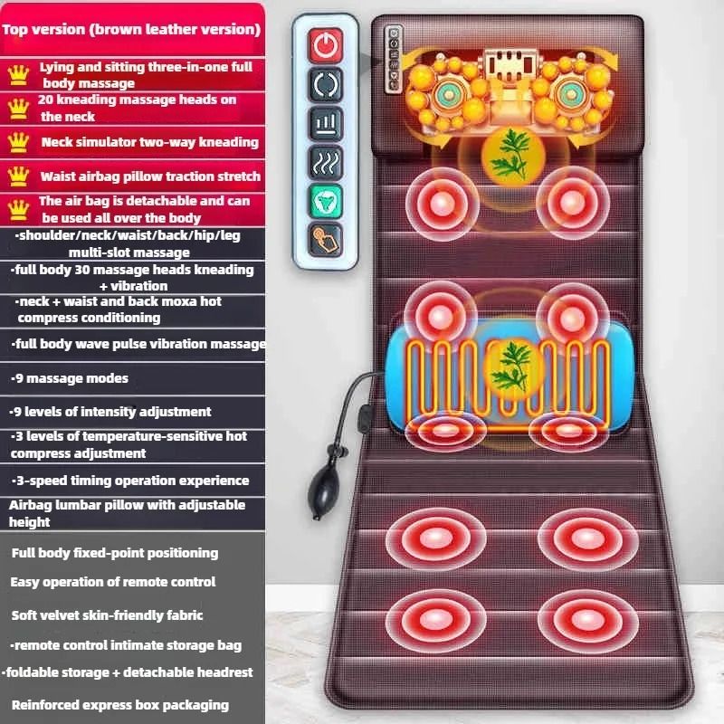 Electric Massage Mattress Full Body with Heating and Vibration Control