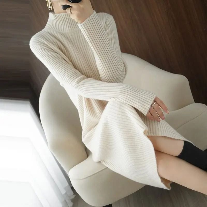 Casual Aesthetic Maxi Sweater Dress Loose Vintage Knitted Bodycon Winter Korean Fashion