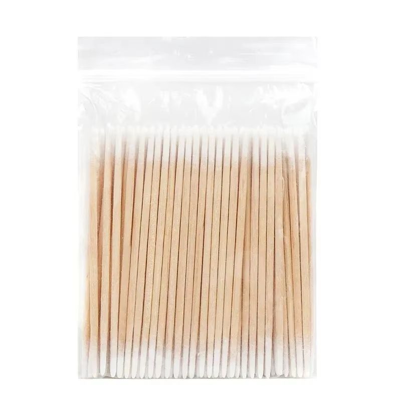 Disposable Ultra-Small Cotton Swab Brush Lint-Free Micro Wood Makeup Brushes and Eyelash Extension Glue Removing Tools