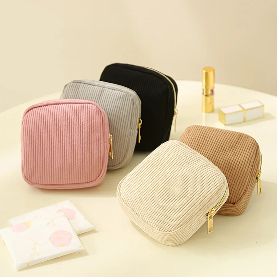 Fashion Makeup Lipstick Case, Mini Cosmetic Storage Pouch for Women, Sanitary Napkins Organizer Travel Bags