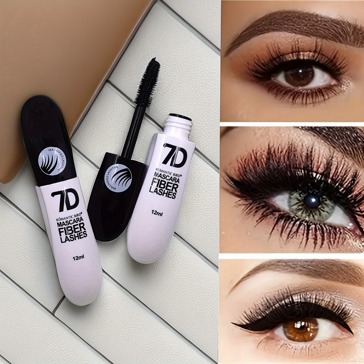 Waterproof 7D Fiber Mascara Set Curling Mascara Sweatproof Anti-smudge Durable Slimming Base for all Skin Types