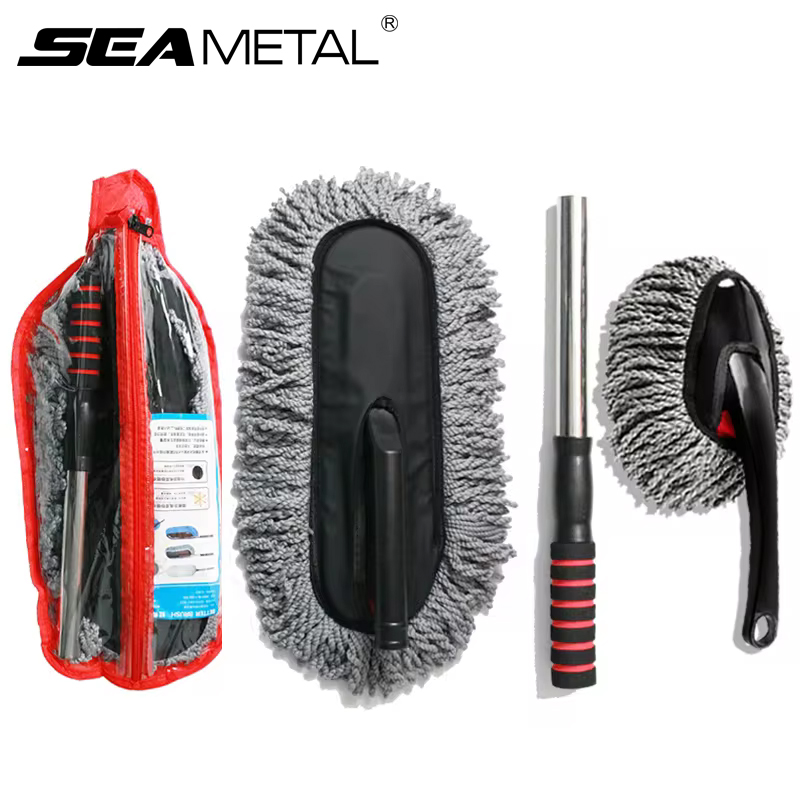 Soft Hair Microfiber Car Washing Mop, Scalable Handle Dust Remover, Cleaning Brush Kit for Car Detailing