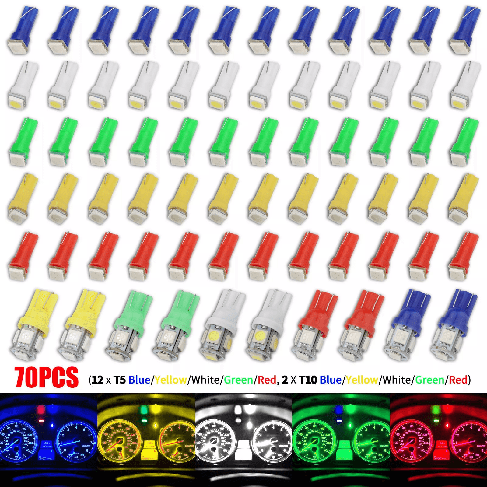 LED Speedometer and Instrument Gauge Cluster Dash Light Bulbs, SMD Chips, Interior Dashboard and Panel Replacement Light