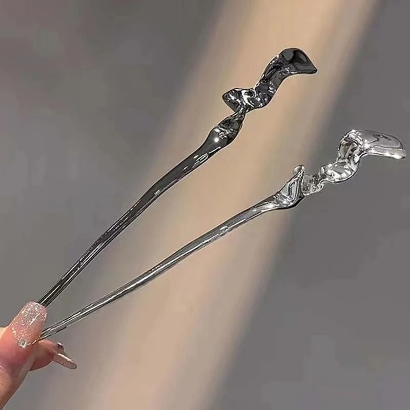 Minimalist Metal Hair Stick Punk Inspired Chinese Style Hairpin