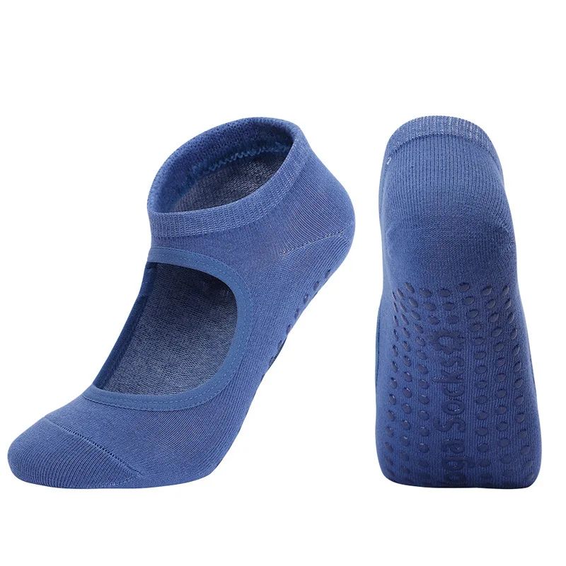 Womens Silicone Anti-Slip Backless Yoga Socks US 5-10.5– Non-Slip Pilates & Ballet Fitness Grip Socks