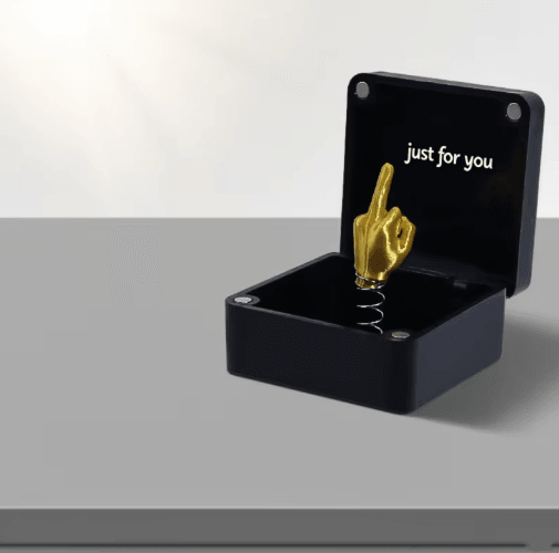 Funny Middle Finger in a Box Desk Decoration Prank Gift for Home or Office