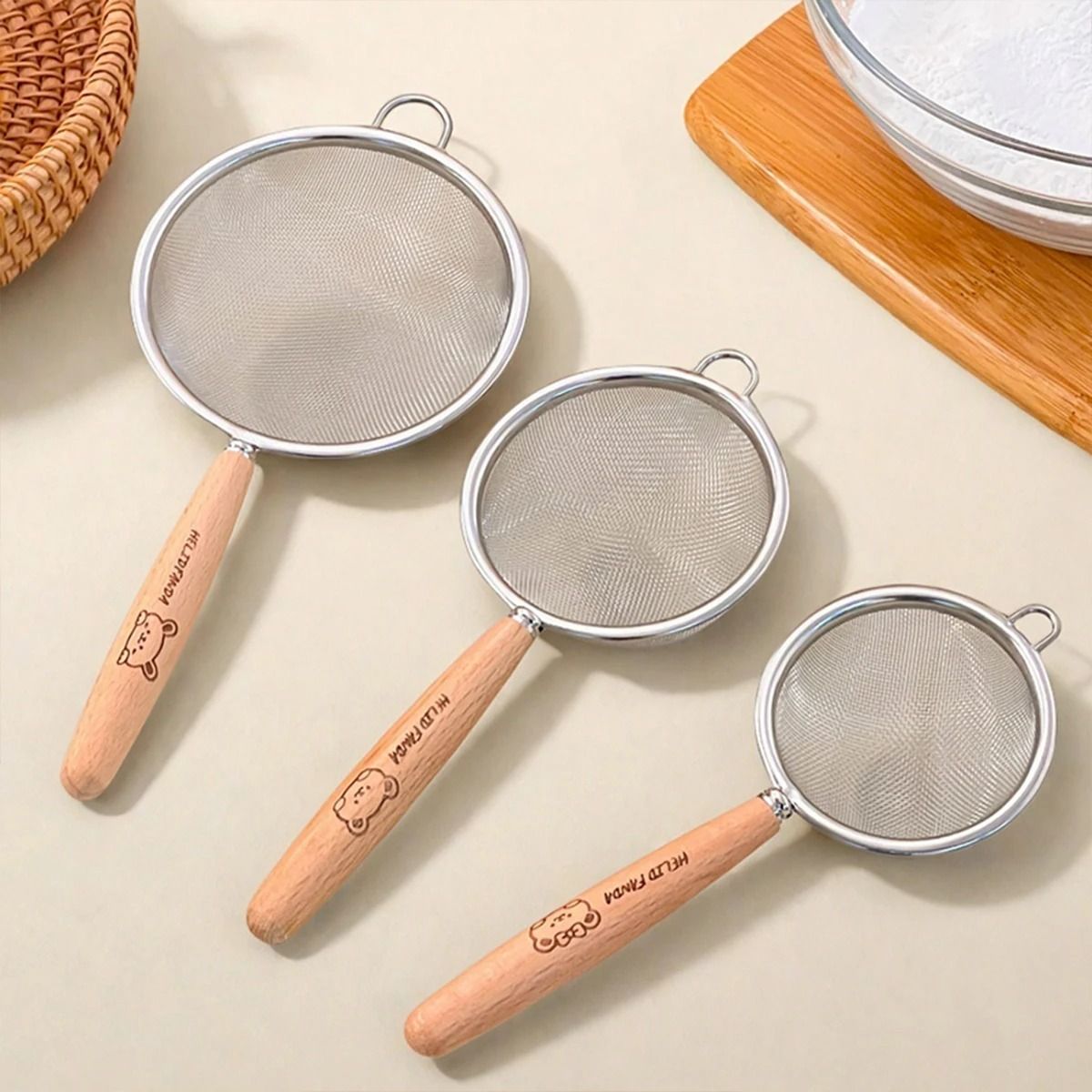 Fine Mesh Stainless Steel Strainer Flour Sieve and Oil Skimmer Spoon