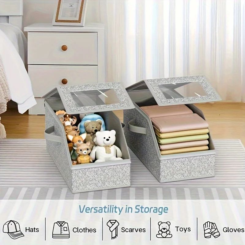 Dust-Proof Foldable Baseball Cap Storage Box – Stackable Fabric Hat Organizer with Zipper