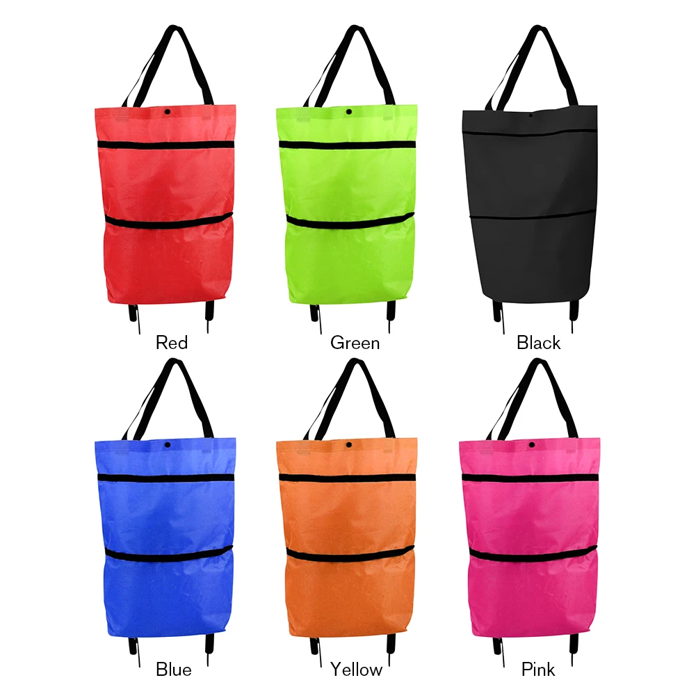 Foldable Shopping Trolley Bag with Wheels Waterproof Grocery Cart