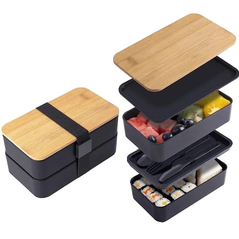 Stackable Bento Lunch Box with Insulated Bag Microwaveable Large Capacity Meal Container