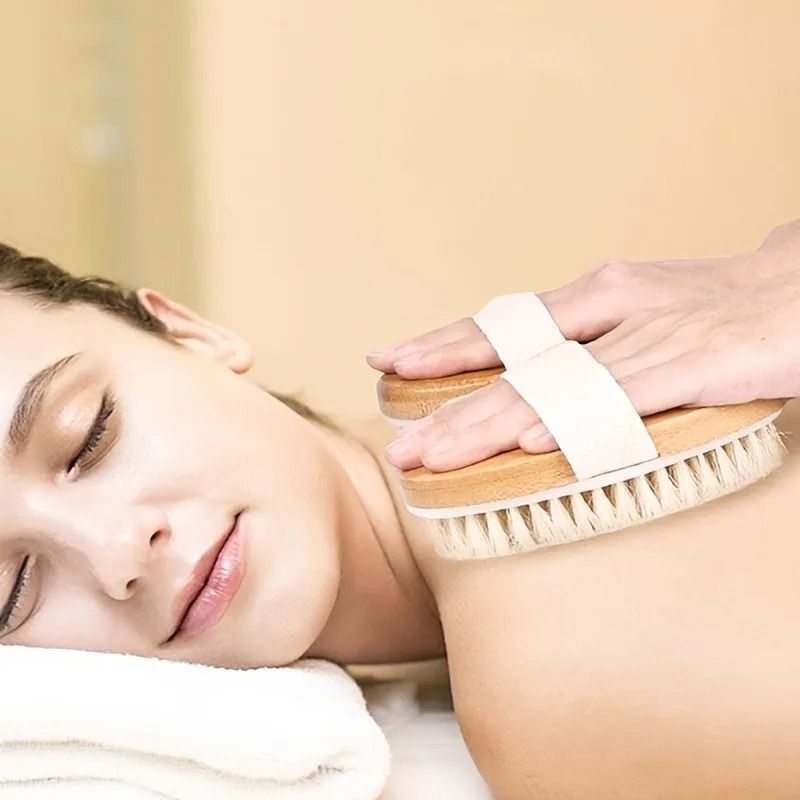 Natural Wooden Bristle Body Brush | High-Status Deep Cleansing Spa Tool