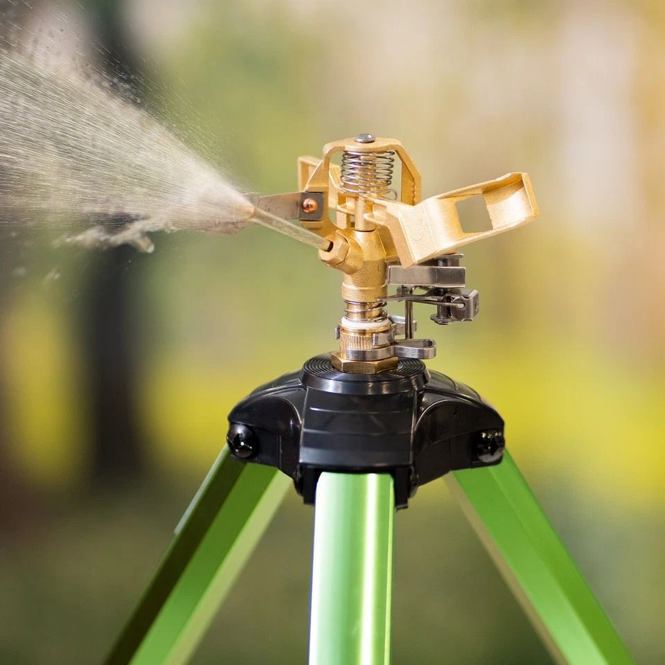 Spray Tripod Sprinkler Heavy Duty Lawn & Garden Irrigation System, Adjustable Height, Durable