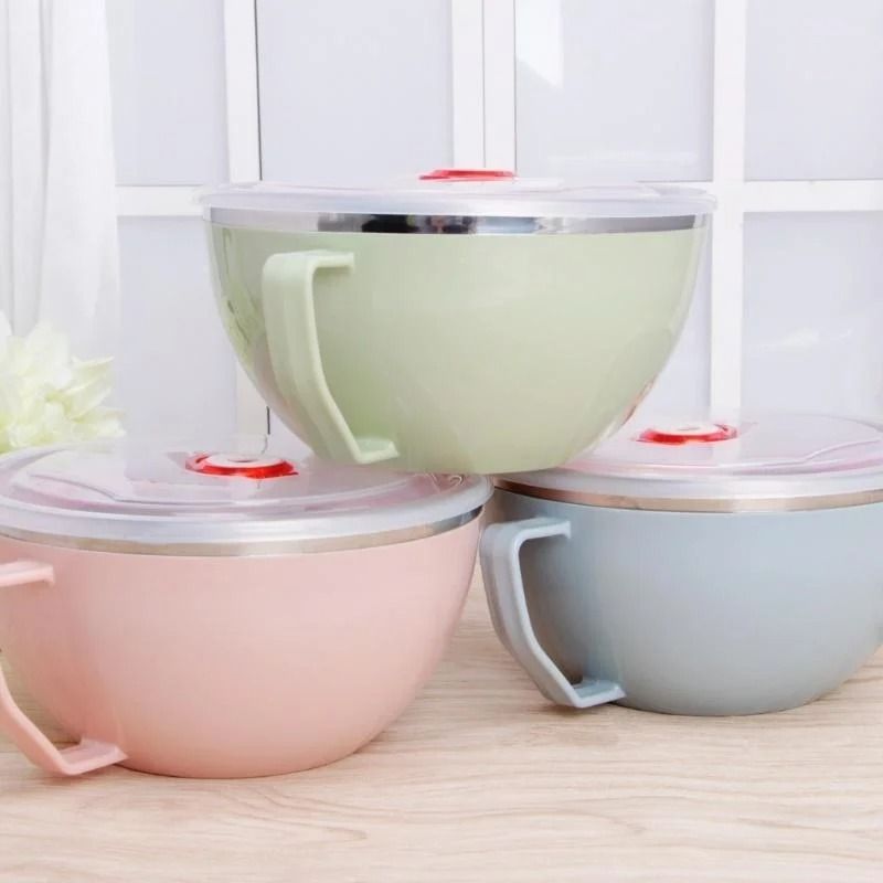 Stainless Steel Bowl with Handle Anti Scalding Instant Noodle Bowl