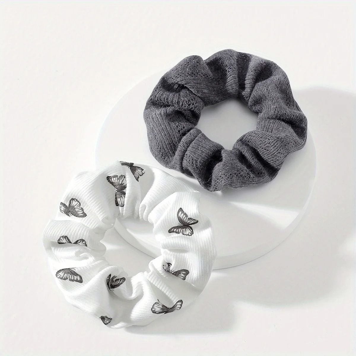 2pcs Butterfly Print Hair Ties & Elastic Headbands