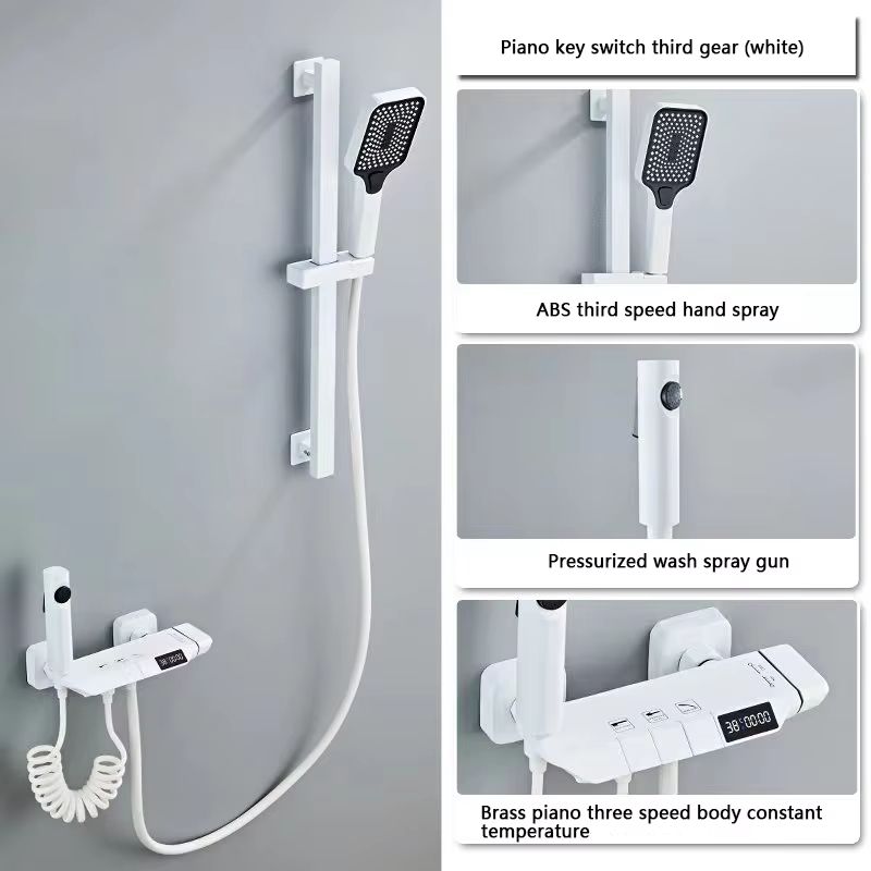 Gun Grey Digital Display Shower System with Piano Key Mixer