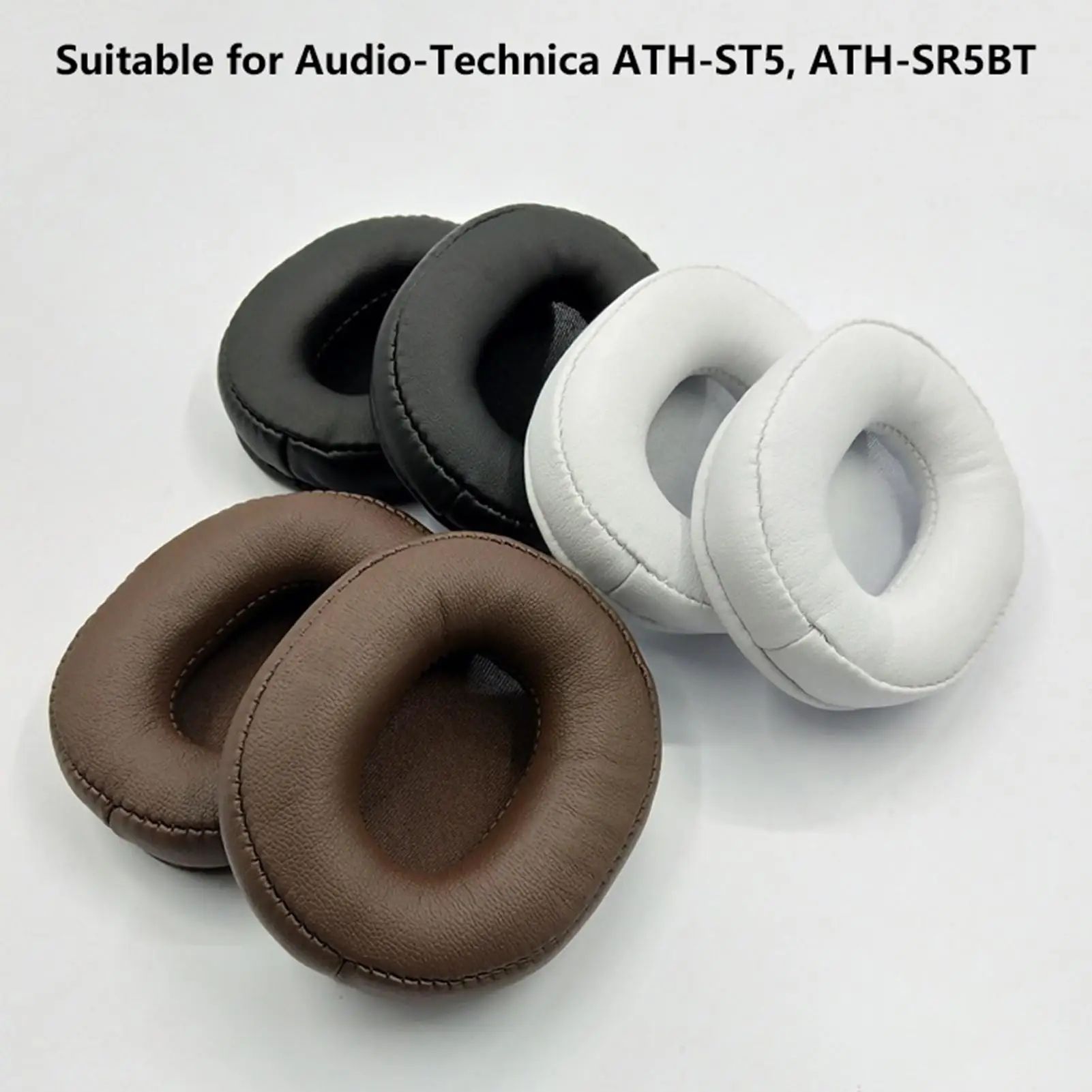 Replacement Ear Pads + Headband Cushion for Audio-Technica ATH-SR5/SR5BT, Faux Leather Comfort, Easy Install