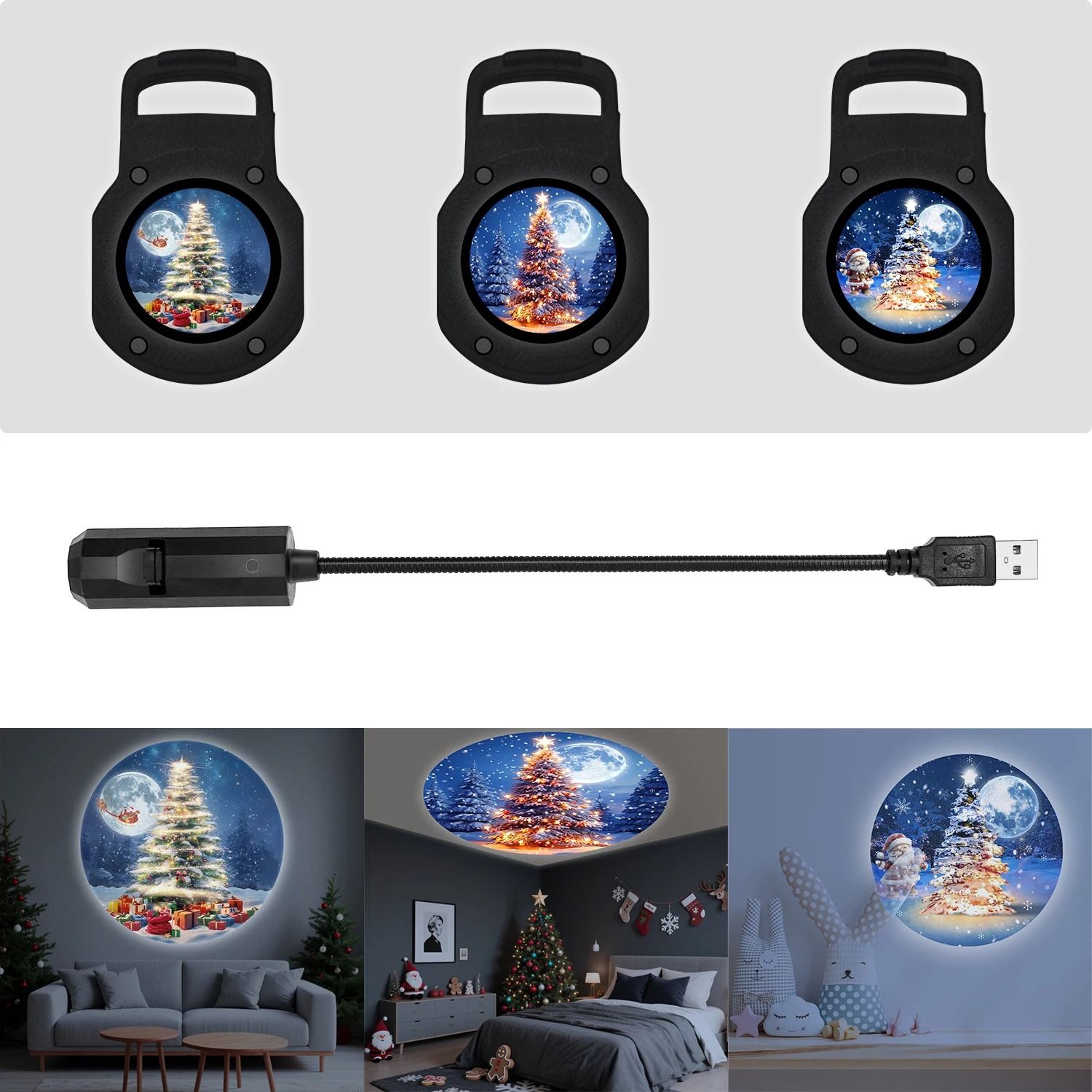 360 Rotating Christmas Tree Projection Light with Multi-Mode LED Effects