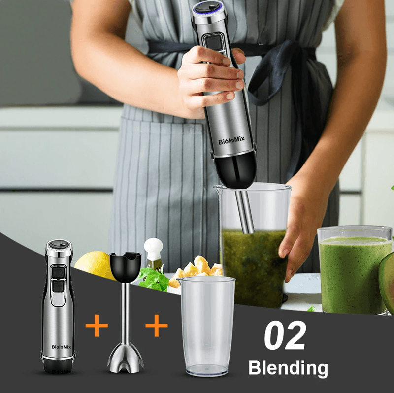 BioloMix 4 in 1 Hand Blender with Chopper and Smoothie Cup