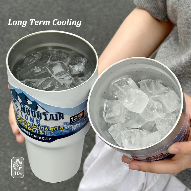 Thermos Cup with Straw, Magic Stainless Steel Freeze Insulated Bottle, Car Travel Mountain Cup